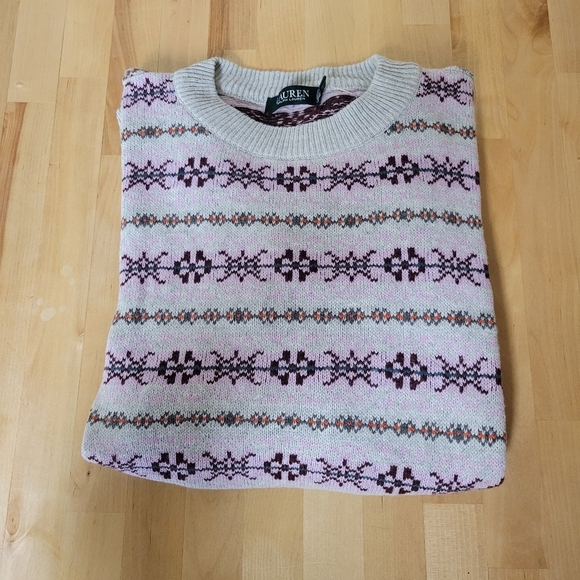 Lauren Ralph Lauren Womens Sweater Fair Isle Stripe Oversized Crew - Picture 7 of 9